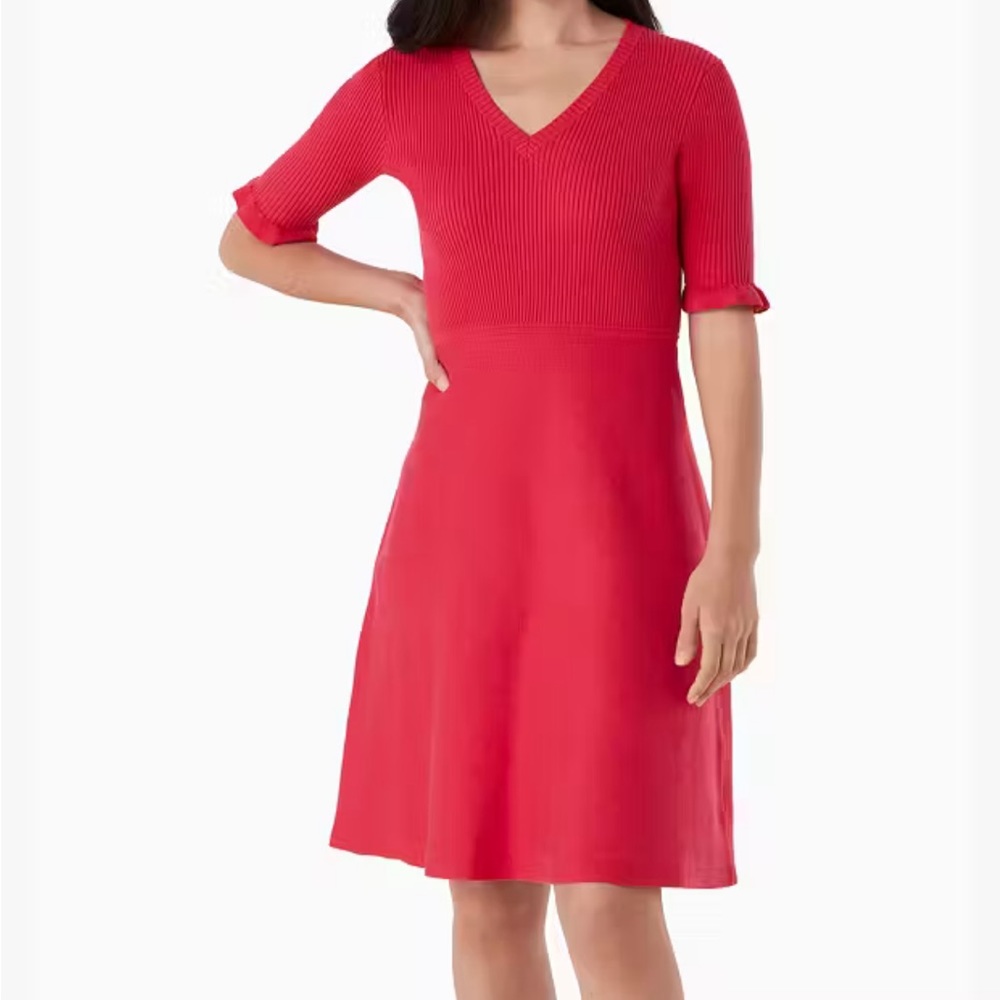 Kate Spade Pink Ribbed Knee Length Dress - Picture 1 of 7
